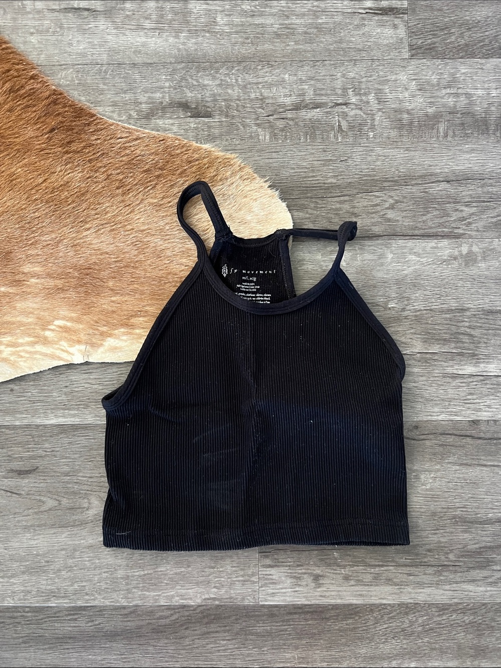 FP Movement by Free People Black Ribbed Cropped Tank - Picture 1 of 4